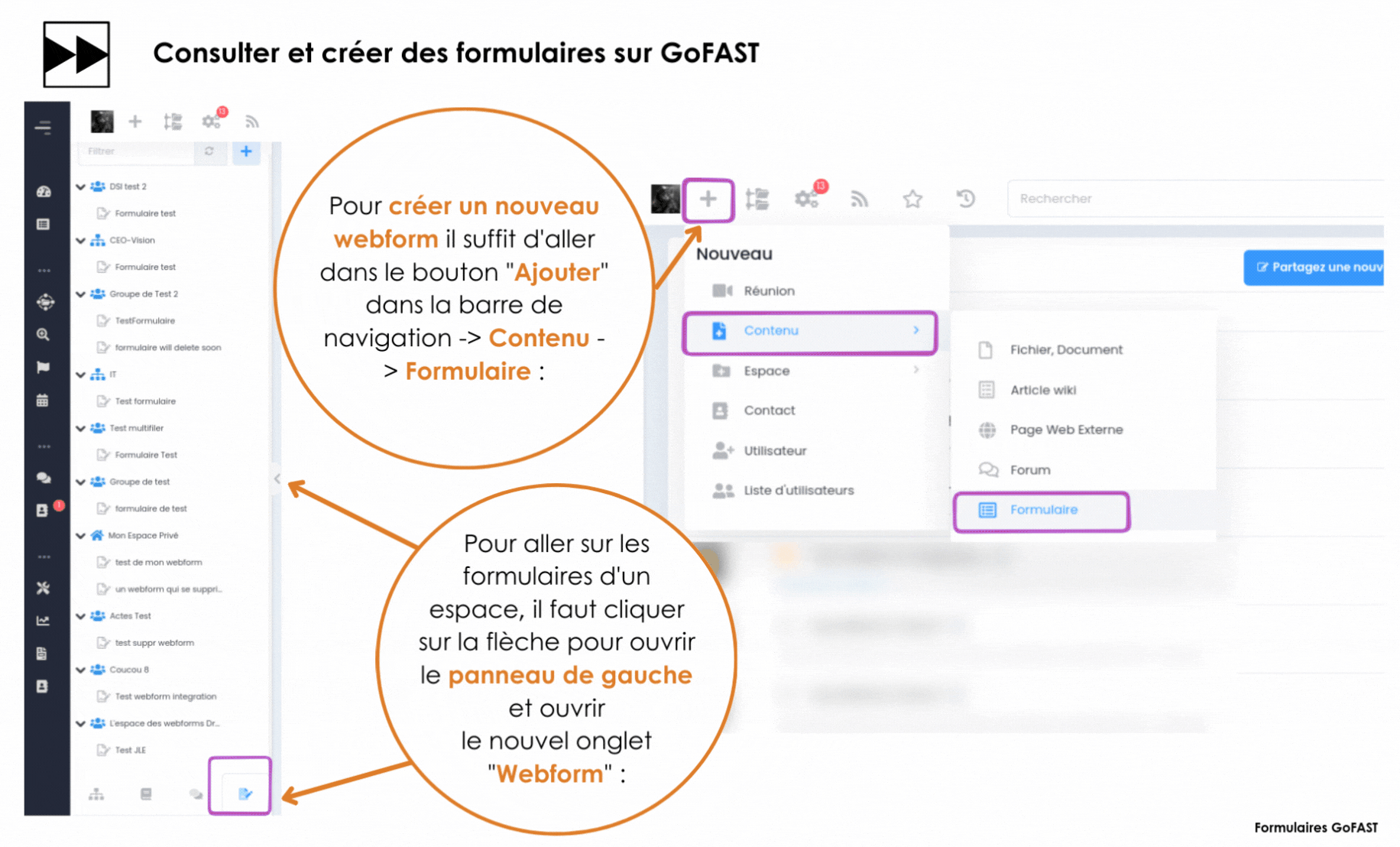 captures d'écran explicative fonctionnement gofast