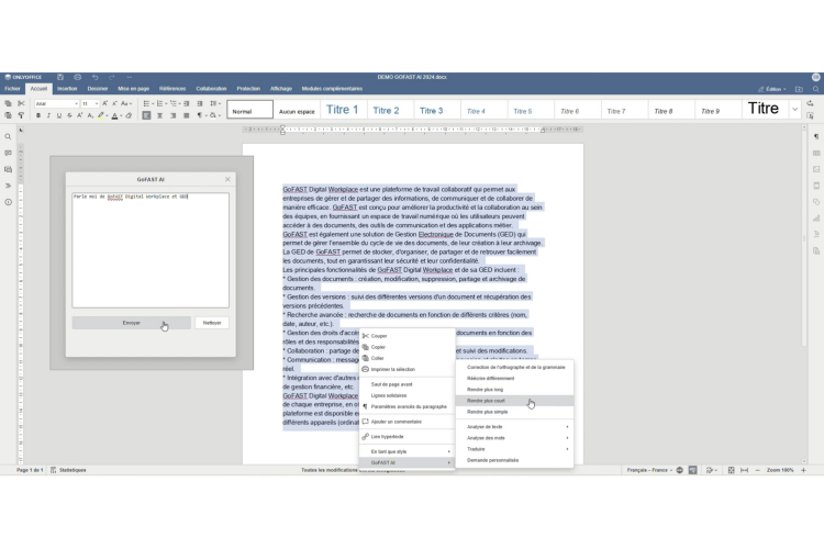  GoFAST AI : un plugin OnlyOffice d’IA souveraine
